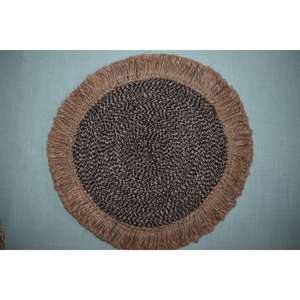 Mantel Individual Redondo de Yute y Algodón Tejido, Suministro al por Mayor, Nuevo Producto, Mantel Individual de Yute con Flecos - Product Image 2