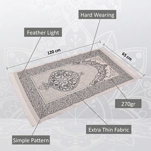 Juego de regalo de alfombrilla de oración islámica de terciopelo gris Yaseen con Tasbih y Corán Kareem para celebraciones de Eid regalos de vacaciones - Product Image 5