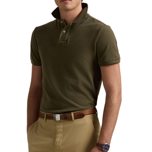 Polo en coton uni de haute qualité en gros, logo brodé personnalisé, polo d'affaires personnalisé pour hommes en vente - Product Image 2