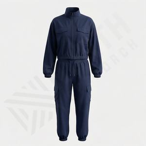 Conjunto Deportivo Informal de Felpa 100% Algodón, Transpirable, con Sudadera con Cremallera y Pantalones Deportivos de Pierna Ancha, de Alta Calidad, Talla Personalizada para Mujer - Product Image 1