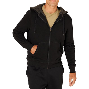 Sweat à capuche unisexe épais 100 % coton avec fermeture éclair, en polaire thermique respirant, séchage rapide, anti-rétrécissement, impression en relief, tissu français, OEM, hiver - Product Image 1