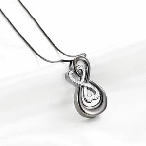 Gray Infinity Love Urn Pendant Stainless Steel Snake Chain Cremation Jewelry for <b>Ashes</b> Woman Keepsake <b>Necklaces</b> Urn Custom Size - Product Image 3