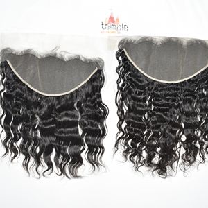 Extensions de cheveux humains vierges vietnamiennes non traitées 13*6 Frontal Temple pour femmes Couleur noire naturelle Traitement sans traitement Style ondulé - Product Image 1