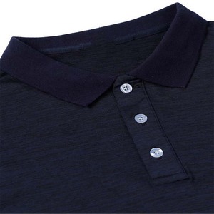 Haute qualité broderie personnalisée hommes coton lourd grande taille à manches courtes t-shirt bleu marine Slim Fit polos hommes décontracté - Product Image 3