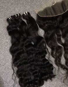 Conjunto Completo de Pelo Humano Crudo de 200 Densidad con Mechones Onda Natural 13x4 Transparente Hd - Product Image 2