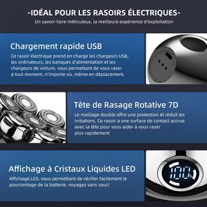 Rasoir Électrique Rotatif pour Hommes avec Base de Recharge Sans Fil, Écran LED, Utilisation Sèche et Humide, Tondeuse à Cheveux, Tondeuse Nez, IPX7 pour le Corps et les Poils du Nez - Product Image 6