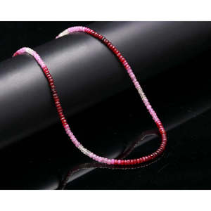 Collier en cristal de 16 pouces avec perles de pierres précieuses teintées rubis, facettées en rondelles de 3,5-4 mm - Product Image 2