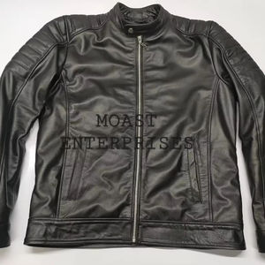 Veste en cuir de vache personnalisable de haute qualité Logo Style vintage Denim tissu teint uni fermeture éclair hiver Service OEM disponible - Product Image 1