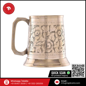 Jarra de Cerveza de Latón Grabada de Primera Calidad |   Taza Grande de Metal Estilo Alemán Antiguo con Asa, Vajilla Decorativa para el Hogar, Regalo, Utensilios de Mesa - Product Image 6