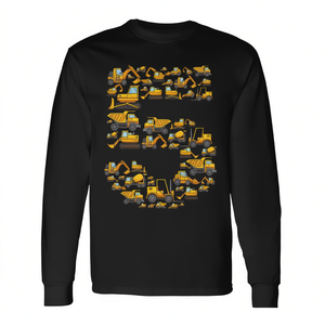 Camiseta de Manga Larga con Diseño de Camión de Construcción, Excavadora, Bulldozer, para Niños de 5 Años, Producto Promocional - Product Image 2