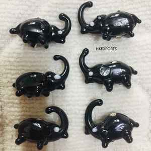 Perles de verre multicolores en forme d'éléphant fabriquées à la main 8mm 6mm 10mm en vrac en gros bleu cristal Lampwork Techniques faites à la main - Product Image 1