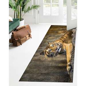Tapis imprimé tigre, cadeau pour les amoureux des tigres, tapis de loft, lavable en machine, tapis en chenille à motif animalier, tapis doux non tissé - Product Image 5