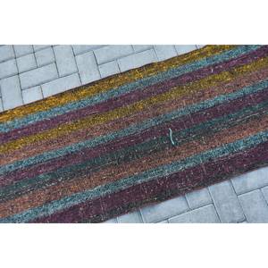 Alfombra Beige clásica moderna de lana hecha a mano de 2,1x8,3 pies con respaldo de látex de piel de conejo de imitación patrón de retazos estilo turco Vintage - Product Image 5