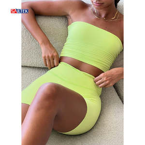 ชุดกางเกงขาสั้น2ชิ้นสำหรับผู้หญิงชุดกางเกงขาสั้นแฟชั่นฤดูร้อนสีพื้นออกแบบโลโก้ได้ตามต้องการ - Product Image 6