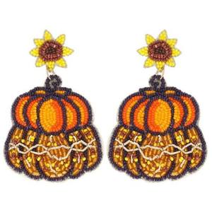 ต่างหูห้อยลูกปัดฟักทองสีส้มฮาโลวีนต่างหูทำมือจากอินเดียสำหรับผู้หญิงและเด็กผู้หญิงคุณภาพสูง - Product Image 6