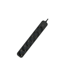 Presa multipla 6T con interruttore e cavo da 1,5 m. Nero (F-Bright 1001714-N) - Product Image 1