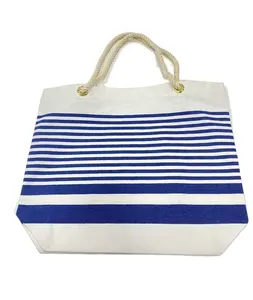 Canvas Printed Stripe designed Bags with Cotton soft Cord Handles manufacturer MOQ Shopper Bags High qualite tote bags supplier