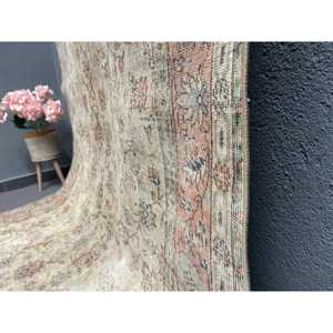 5.2x8.5 ft Vintage Rug, Turkish Large Rug, <b>Brown</b> Polka dot <b>Wool</b> Rug - Product Image 3