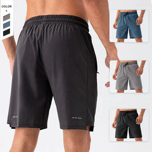 Pantalones cortos deportivos transpirables de secado rápido para hombre con logotipo personalizado, entrenamiento físico informal, tira reflectante, diseño de impresión sólida, LICRA - Product Image 4