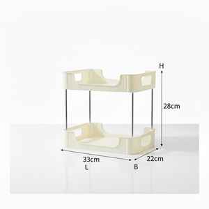 Organizador de Cocina de Plástico Duradero de 2 Niveles, Color Beige, Moderno, Fácil de Montar, para Almacenamiento en Encimera, para Frascos de Especias y Botellas de Aceite - Product Image 2