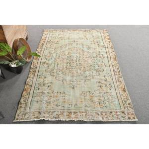 Tapis turc vintage 4.6 X 7.6ft grande surface fait à la main en laine vert Beige Patchwork rectangulaire couloir Design Latex pour la décoration de la chambre - Product Image 4