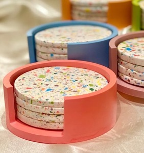 <b>Christmas</b> Terrazzo Natural Stone <b>Coasters</b> Resin Inlay Marble Pattern Home Decoration ABSORBENT Stone <b>Coaster</b> Gift for Homeowners - Product Image 2