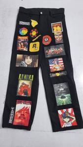 Custom DTG Stylish Men Women Straight Mid Denim Jeans Ripped <b>Slim</b> Fit Stacked Pant <b>Patch</b> Logo 14oz Faded Heavyweight 2024 Button - Product Image 5