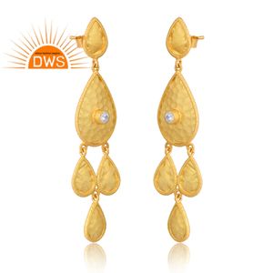 Diseño único Plata de Ley 925 18K Chapado en oro Natural Cz Piedra preciosa Pendiente Diseño Demi Fine Jewelry Fabricante. - Product Image 3