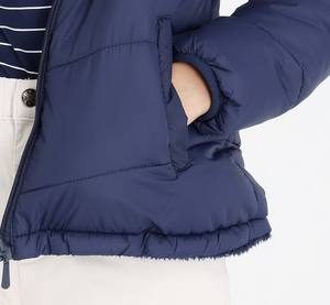 Veste d'hiver matelassée pour femme, de haute qualité, tricotée, écologique, imperméable, coupe-vent, capuche en fourrure, fermeture éclair décontractée, longueur longue - Product Image 4