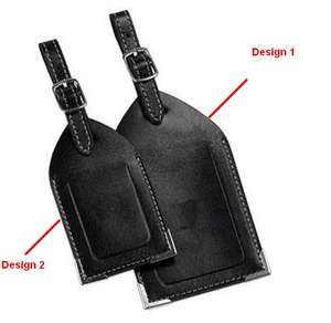 Etiqueta de equipaje de viaje de cuero de PU, diseño ajustable personalizado, negro - Product Image 1