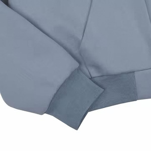 Liso 600gsm en blanco grueso peso pesado algodón 100% mezcla francés Terry Sudadera con capucha recortada doble cremallera personalizada Zip up Hoodie - Product Image 5