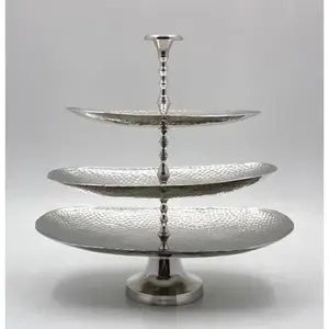 Le plus nouveau support de dessert et de gâteau en métal de forme ronde de conception support de gâteau en aluminium plaqué or en métal de grande taille en Inde - Product Image 6