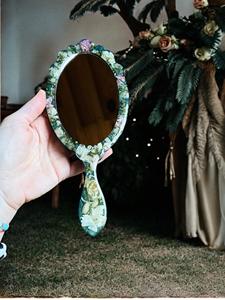 Resin Hand <b>Mirror</b> with Smooth Glossy Finish Perfect for Daily Use Makeup or Decorative Purposes Adding Stylish touch - Product Image 4
