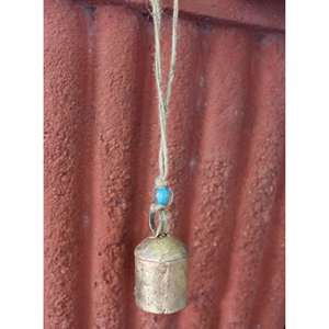 Handmade Rustic Iron Tin Bells with Jute <b>String</b> and Glass Beads Set of 24 <b>Garden</b> Ornaments - Product Image 6
