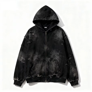 Sweat-shirt unisexe à capuche en polaire épaisse, streetwear, pull-over pour homme, polaire en polyester et coton lourd uni - Product Image 1