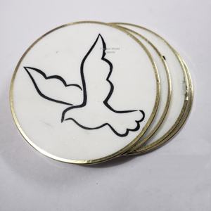 ที่รองแก้วลายหินอ่อนธรรมชาติสีขาวสวยกำหนดโลโก้ - Product Image 2