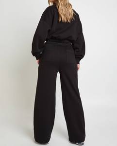 Conjunto de Sudadera Corta y Pantalones Deportivos de Corte Holgado, Cintura Elástica, Ropa Informal de Manga Larga, Felpa, para Producción al por Mayor OEM ODM - Product Image 2