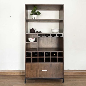 Armoire de salle à manger moderne en bois de caoutchouc TPA013 avec cave à vin intégrée pour mobilier de bar à domicile - Product Image 4