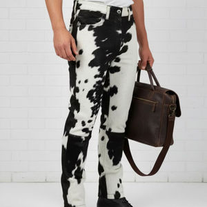 กางเกงหนังวัวขนวัวแท้สไตล์ตะวันตกกางเกงหนังพิมพ์ลายวัวสำหรับฤดูหนาวกางเกงหนังขนวัว - Product Image 4