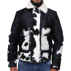 Veste en cuir pour homme en cuir de vache véritable personnalisable de style tendance premium, couleur unie, veste en cuir pour homme pour l'hiver - Product Image 2