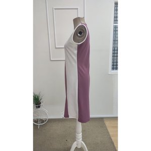 Damen-Trägerkleid mit V-Ausschnitt, zweifarbig, aus importiertem Krepp, kurzes Kleid, 35112 - Rosa - Product Image 5