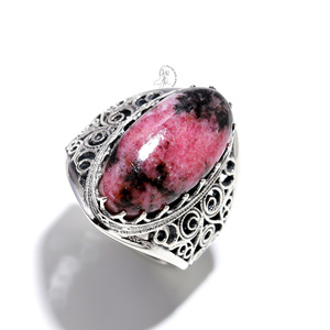 Meilleure vente de bijoux fins 925 en argent sterling massif rhodonite pierre précieuse bague de déclaration fabricant de bijoux personnalisés en gros - Product Image 5
