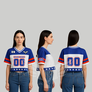 Nueva Camiseta Deportiva Corta de Malla para Mujer, Estilo Jersey de Fútbol, Cuello en V, Sublimada, Holgada y Cuadrada, de Alta Calidad - Product Image 2
