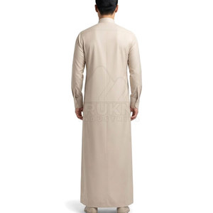 Simple Saudi Classic <b>Thobe</b> Casual Lightweight Breathable Cotton Tailored Design Neat Collar Front Buttons Comfortable Full - Product Image 2
