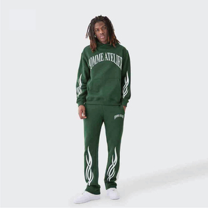 Conjunto Deportivo Informal de Dos Piezas con Capucha Extra Grande y Pantalones Anchos con Estampado Personalizado OEM para Hombre - Product Image 1