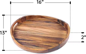 Bandeja de servicio de madera de acacia hecha a mano de alta calidad con asas Bandeja decorativa de madera Venta caliente por glowin fashion - Product Image 6