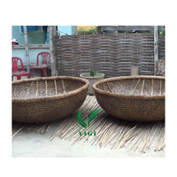 Coracle décoratif en bambou, panier de pêche traditionnel vietnamien fait main, modèle ViGi Farm Elina 1,5m-2m, polyvalent
