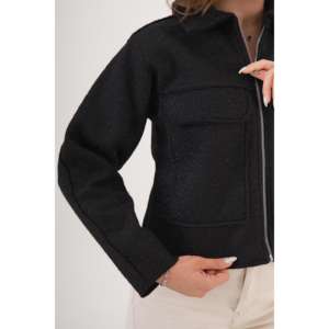 Chaqueta con Patrón Bouclé Negro al por Mayor para la Temporada de Otoño - Product Image 1