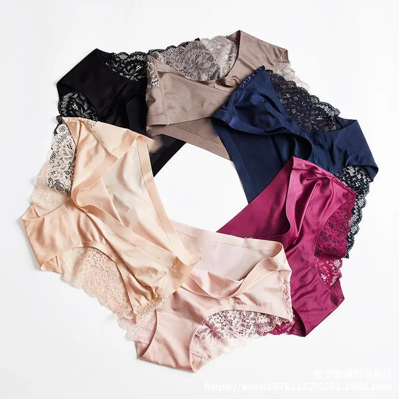 oem customized logo design Women's Seamless Underwear Briefs with Seductive Lace Panties