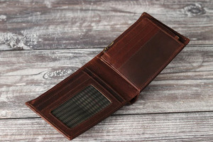New Arrival Top Grain <b>Small</b> Bifold Black Leather <b>Wallet</b> <b>for</b> <b>Men</b> Slim Billfold With Card Slots <b>Men</b> Short <b>Wallet</b> LBW-0040 - Product Image 5